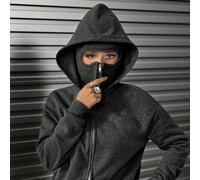 Shein Sudadera holgada con cremallera y bolsillo para mujer, con mascarilla, adecuada para otoño/invierno, Halloween, Navidad y otras ocasiones, versátil y