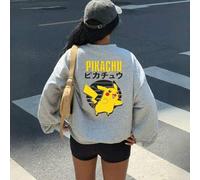 Shein Sudadera holgada con estampado de Pokémon Pikachu para mujer, ropa informal de primavera y otoño, tela cómoda para uso diario, sudadera de cuello redo