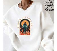 Shein Sudadera holgada de cuello redondo con gráfico del tema "Running Up That Hill" para mujer, casual para otoño/invierno