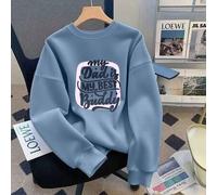 Shein Sudadera holgada de felpa para mujer. El texto "Mi papá es mi mejor amigo" está impreso en un estilo audaz sobre un fondo azul claro, con un diseño si