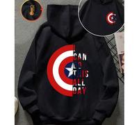 Shein Sudadera holgada de manga larga con gráfico "I CAN DO THIS ALL DAY" del escudo de Marvel para niño preadolescente