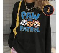 Shein Sudadera infantil de otoño e invierno de marca compartida de Paw Patrol, nuevo estilo, con estampado de letras creativas con dibujos animados, estilo