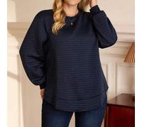 Shein Sudadera informal holgada con borde en arco de textura llana para mujer talla grande, otoño/invierno