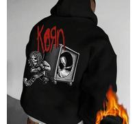 Shein Sudadera Korn Elements para hombre, nueva, de estilo callejero de la banda de rock, parte superior casual, capucha de la banda, adecuada para uso diar