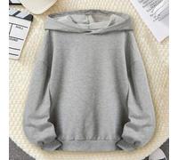 Shein Sudadera niño algodón floral gris top hombros descubiertos cómoda sudadera Curve sudadera casual oversize primavera y otoño versátil con capucha con c