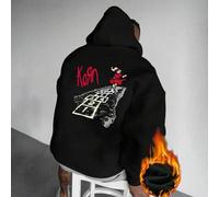 Shein Sudadera nueva para hombres con el patrón de rayuela de los elementos de Korn Follow The Leader, de la banda de rock callejero, adecuada para uso diar