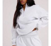 Shein Sudadera oversize con cremallera de cuarto, ajuste relajado, de vuelta al colegio, cálida y acogedora, casual y linda, para el armario cápsula de uso