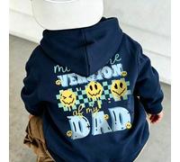 Shein Sudadera para niño joven con estampado divertido "Mini versión de mi papá" en la espalda, manga larga, top deportivo casual, uso diario en el campus e