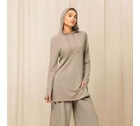 Shein Sudadera sin costuras ultrafina y suave Run Your Way de largo medio con orificios para los pulgares, bajo con abertura lateral, para entrenamiento de