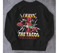 Shein Sudadera térmica acolchada y oversize para niño preadolescente, estilo casual/urbano/preppy/Y2K, con gráfico de Deadpool de Marvel