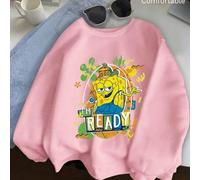 Shein Sudadera unisex con rundhalsausschnitt en rosa con estampado de estas sudaderas en leuchtendem rosa con Bob Esponja, Patricio, Taddäus y Sandy en un d