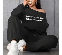 Shein Sudadera y pantalón de chándal a juego personalizados para mujer, para otoño e invierno - Agrega tu propio texto, elige tu color y fuente favoritos, d