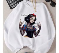 Shein Sudaderas de marca compartida de Bob Esponja, impresión creativa de patrón de 4 bandas, retro lindas y divertidas, sudaderas clásicas blancas de cuell