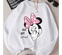 Shein Sudaderas de marca compartida de Bob Esponja, impresión creativa de patrón de 4 bandas, retro lindas y divertidas, sudaderas clásicas blancas de cuell