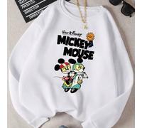 Shein Sudaderas de marca compartida de Bob Esponja, impresión creativa de patrón de 4 bandas, retro lindas y divertidas, sudaderas clásicas blancas de cuell