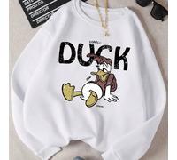Shein Sudaderas de marca compartida de Bob Esponja, impresión creativa de patrón de 4 bandas, retro lindas y divertidas, sudaderas clásicas blancas de cuell