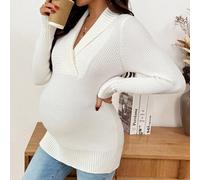 Shein Suéter acanalado ajustado con manga raglán y media cartera de unicolor para maternidad