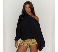 Shein Suéter asimétrico de hombro, con tachuelas en la espalda, alas, cintura ceñida, estilo Y2K, cool girl, streetstyle, casual de uso diario, para inviern