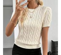 Shein Suéter con cuello redondo y decoración trenzada con cuerda, inspirado en de blogueros, diseño de moda versátil, otoño/invierno