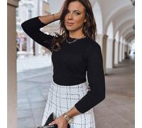 Shein Suéter de canalé de manga larga para mujer, un suéter básico fino hecho de punto elástico de lana, elegante y cómodo, se ajusta al cuerpo, perfecto pa