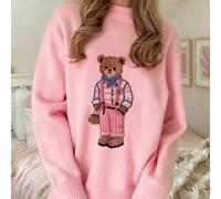 Shein Suéter de oso de peluche color rosa macaron para mujer de talla grande, el color rosa macaron agrega un toque juvenil y es muy favorecedor. Ropa de ho