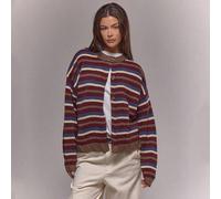 Shein Suéter de punto a rayas con botones y hombros caídos, de talla grande, para otoño, invierno, estilo "old money", lindo, campestre, "cottage core", col