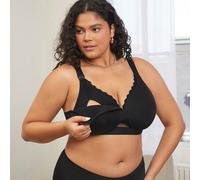 Shein Sujetador de lactancia sin costuras con hebilla frontal abierta, sin relleno extraíble, en color negro, para uso de bomba de extracción de leche mater
