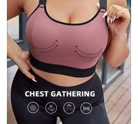 Shein Sujetador deportivo con acolchado integrado, de espalda de criss-cross y contrastes, con un soporte alto para mujeres, para uso en entrenamiento, yoga