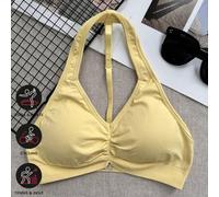 Shein Sujetador deportivo de alta intensidad con sensación de desnudez, con espalda descubierta, push-up, a prueba de golpes, de cuello halter, con espalda