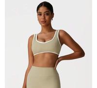 Shein Sujetador deportivo de mujer para entrenamiento, fitness, carrera, con diseño sin espalda, color contrastante, acolchado, casual, para pilates, yoga y