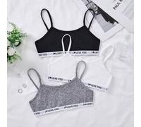Shein Sujetador deportivo minimalista con estampado de letras, cómodo y suave, amigable con la piel, para niña preadolescente
