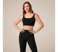 Shein Sujetador deportivo SoftSerene Modal Just Breathe de espalda abierta con pliegues, de bajo impacto, para yoga y uso diario, con copas desmontables