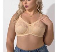 Shein Sujetador diario ligero para mujer de talla grande, sujetador sin aros de encaje con cobertura total, transpirable y sin costuras, que levanta y da so