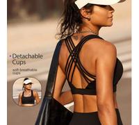 Shein Sujetadores deportivos de mujer para el verano, con absorción de choque, diseño cruzado a la moda, ideal para correr, yoga y fitness. Sujetadores de e