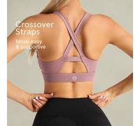 Shein Sujetadores deportivos para yoga de mujer, camiseta de yoga y fitness a prueba de golpes con espalda de tirantes cruzados, sujetador deportivo con est