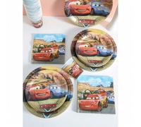 Shein Suministros para fiesta Disney Cars del Desierto, 25 piezas de platos desechables, servilletas y vasos, aptos para 25 invitados, platos de papel desec