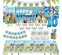 Shein Suministros y decoración para fiesta con temática de Bluey, escenario perfecto para fiestas y regalos festivos, decoración de cumpleaños de carnaval (