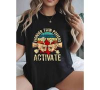 Shein Summer Tops, Wonder Twin Powers Activate - Twins Brother- Twins Brother Sister Sibling T-Shirt Women's Round Neck Short Sleeve T-Shirt Fashion Graphic