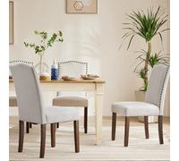 Shein Sweetcripy Juego de 2 Sillas de Comedor Acolchado de Alta Calidad con Adornos en la Cabeza de Clavo y Patas de Madera Sillas de Comedor para Dormitori
