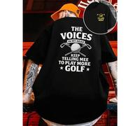 Shein T-shirt con grafica "Golf" stile casual , T-shirt da uomo con stampa fronte-retro, alla moda, casual, girocollo, in cotone 220 g/m2 (1 pezzo)