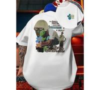 Shein T-shirt con grafica Tyler Creator , T-shirt da uomo con stampa fronte-retro, alla moda, casual, girocollo, in cotone 220 g/m2 (1 pezzo)