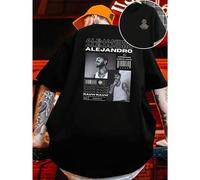 Shein T-shirt da uomo Con Alejandro Rauw , T-shirt da uomo con stampa fronte-retro, alla moda, casual, girocollo, in cotone 220 g/m2 (1 pezzo)