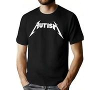 Shein T-shirt décontracté à col rond pour homme avec motif de sensibilisation à l'autisme, tissu tricoté en polyester, légèrement extensible, coupe régulièr