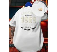 Shein T-shirt originale Legends Born 1969 , T-shirt da uomo con stampa fronte-retro, alla moda, casual, girocollo, in cotone 220 g/m2 (1 pezzo)