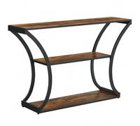 Shein Table Console, Mesa de Entrada, Patas curvadas, Mesa Alargada, para salón, Pasillo, Dormitorio, Estilo Industrial, marrón rústico y Negro