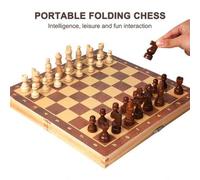 Shein Tablero de ajedrez grande que desarrolla el pensamiento estratégico, 3 en 1 Ajedrez, Damas, Backgammon, Tablero de ajedrez plegable para adultos, jueg