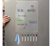 Shein Tablero de dibujo acrílico con imán, color al azar, 1 paño, 6 bolígrafos de pizarra blanca, tablero de planificación y memo, sticker magnético y reuti