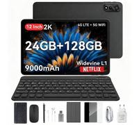 Shein Tableta Mega2 Android 15 de 12 pulgadas, 24 GB de RAM + 128 GB de ROM y 36 GB de RAM + 256 GB de ROM, tableta para juegos 2K-FHD con teclado, ratón, l
