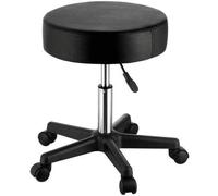 Shein Taburete con ruedas, capacidad de peso de 181 kg, altura ajustable, con cojín de asiento ultra grueso, giratorio para salón, bar, hogar, oficina, uso