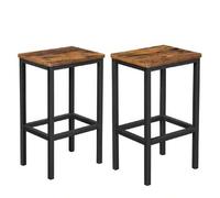 Shein Taburete de Bar, Taburete Alto, Juego de 2, Industrial, para Cocina, Comedor, Sala de Estar, Marrón Rústico y Negro